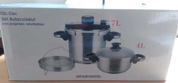 ARTHUR MARTIN - Clic Clac Set Autocuiseur poignées rabattable Cuiseur à pression