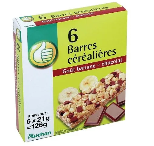 AUCHAN/POUCE - BARRES DE CEREALES CHOCOLAT/BANANE