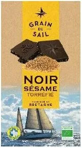 GRAIN DE SAIL - Tablette de chocolat Noir aux sésames torréfiés BIO