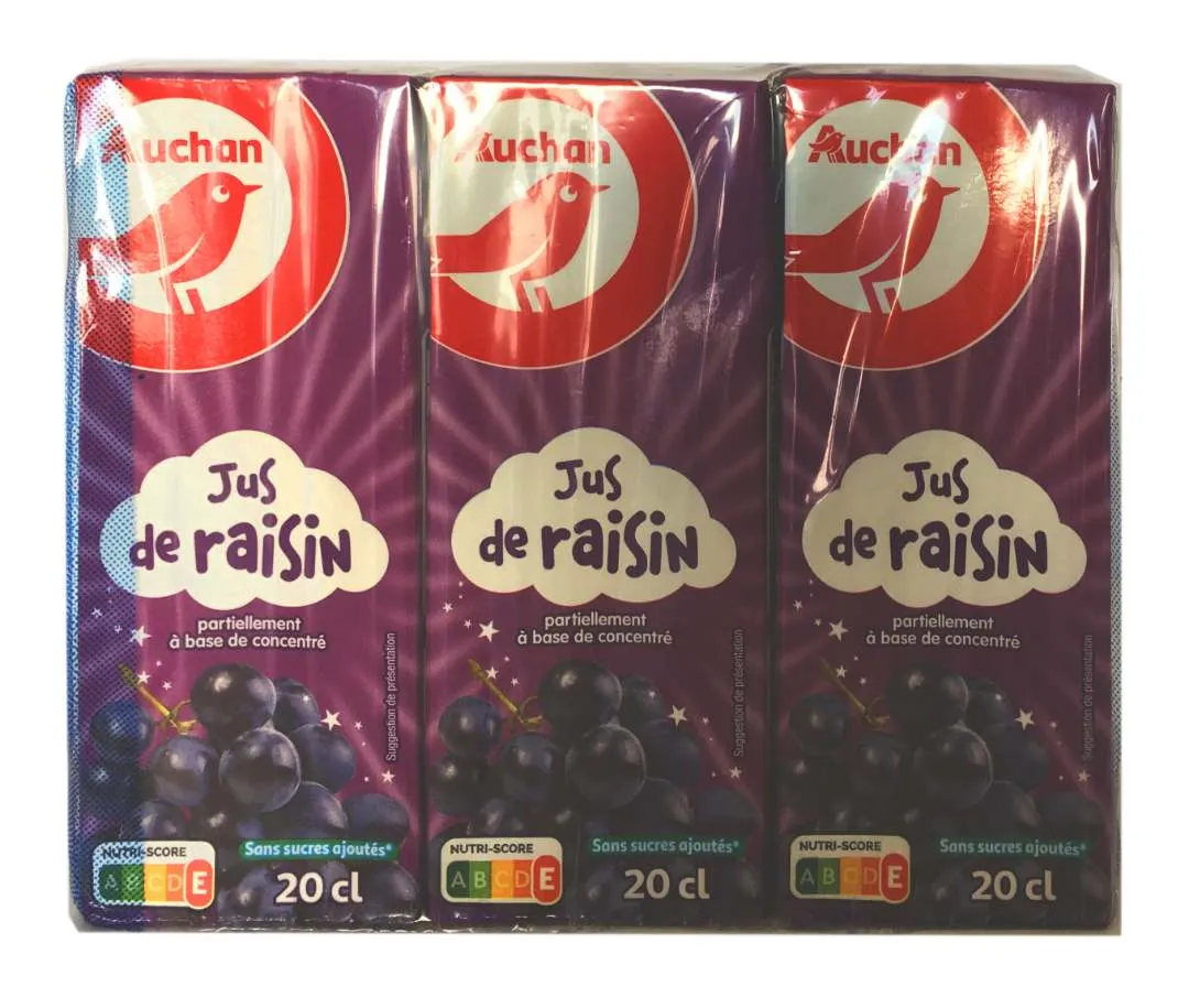AUCHAN - AUCHAN Jus de raisin partiellement à base de concentré 6x20cl