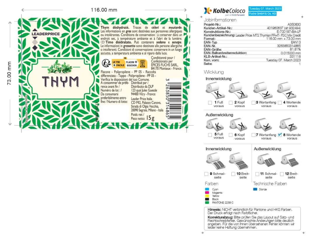 Leader Price - Thym 15G Leader Price