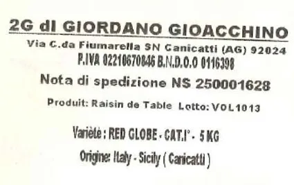 Marque inconnue - RAISIN RED GLOBE