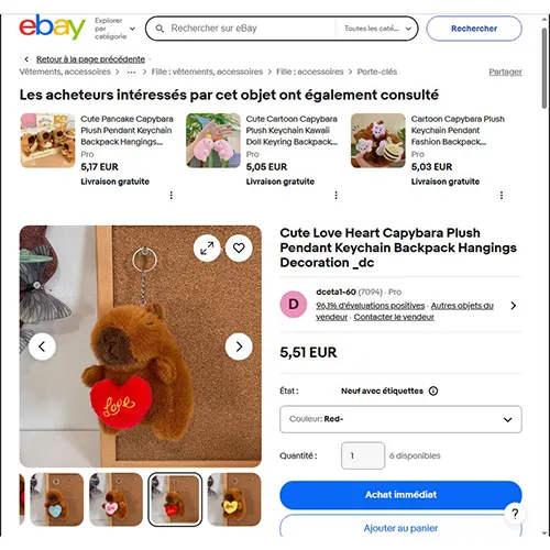 Marque inconnue - Cute Love Heart Capybara Plush Pendant Keychain Backpack Hangings Decoration _dc Porte-clés