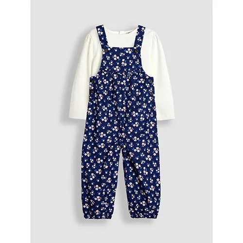 Jojo Maman Bébé - Floral Cord Dungarees And Top Set Ensemble de vêtements pour enfants