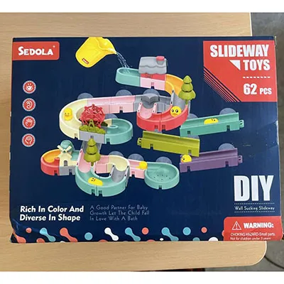 Sedola - LATERN 62 Pièces Jouets de Bain pour Enfants, Tobog-gan Canard sur Rail Mural Jouet de bain