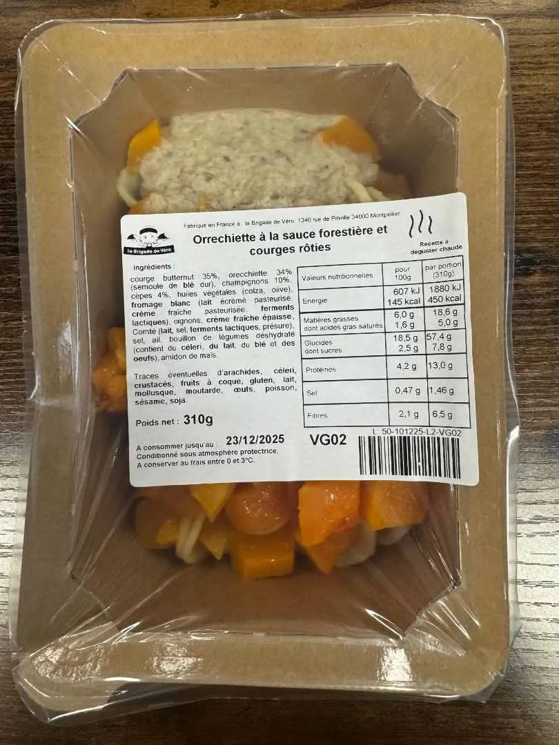 La Brigade de Vero - Orrechiette à la sauce forestière et courges rôties