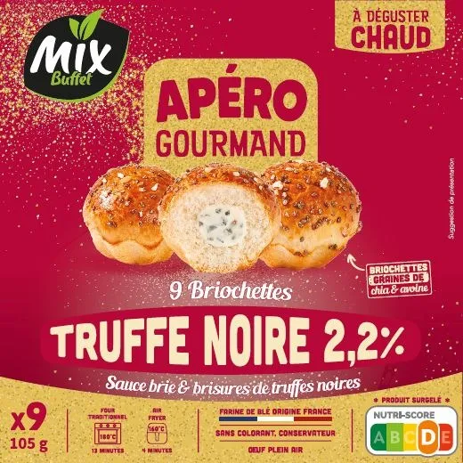 MIX BUFFET - 9 BRIOCHETTES TRUFFE NOIRE 2,2% ET SAUCE BRIE