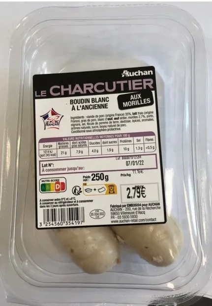 Auchan - Auchan boudin blanc morille 2x125g
