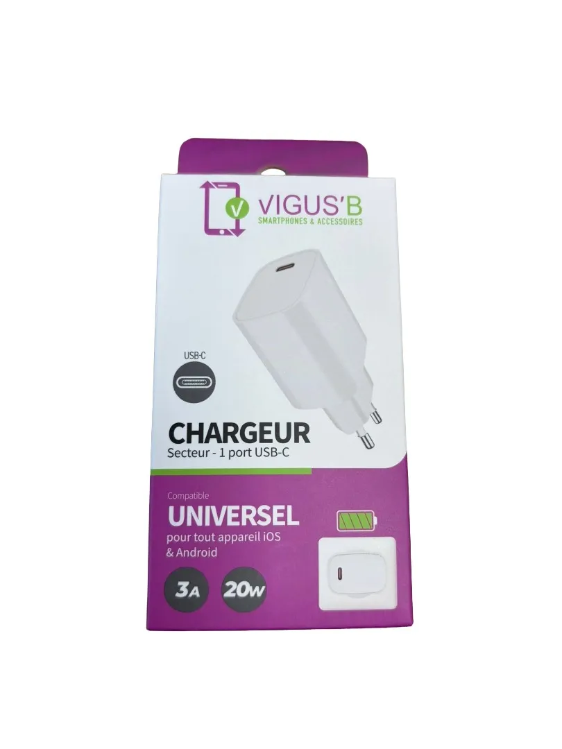 Vigus b - Chargeur type c 20w/3a boite vigus b