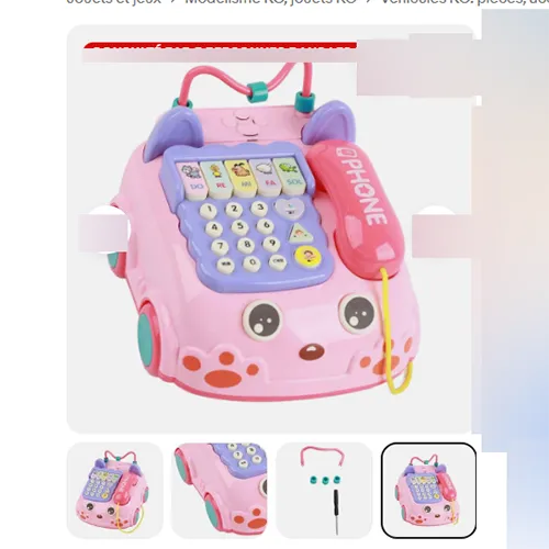 Douerle - Téléphone jouet à piles ordinaire téléphone moyen téléphone bébé jouet rose jouet de téléphone