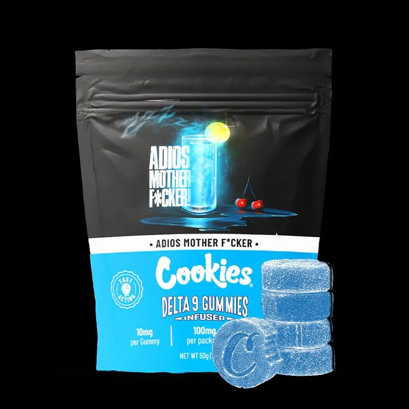 Cookies - Gummies thc « adios mother f*cker » – marque cookies conditionnement : sachet de 10 gummies – 10 mg de delta-9 thc par unité