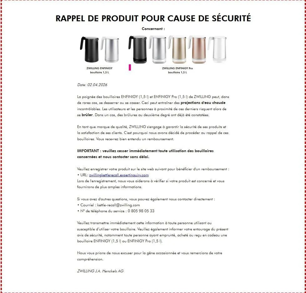 Produit rappelé